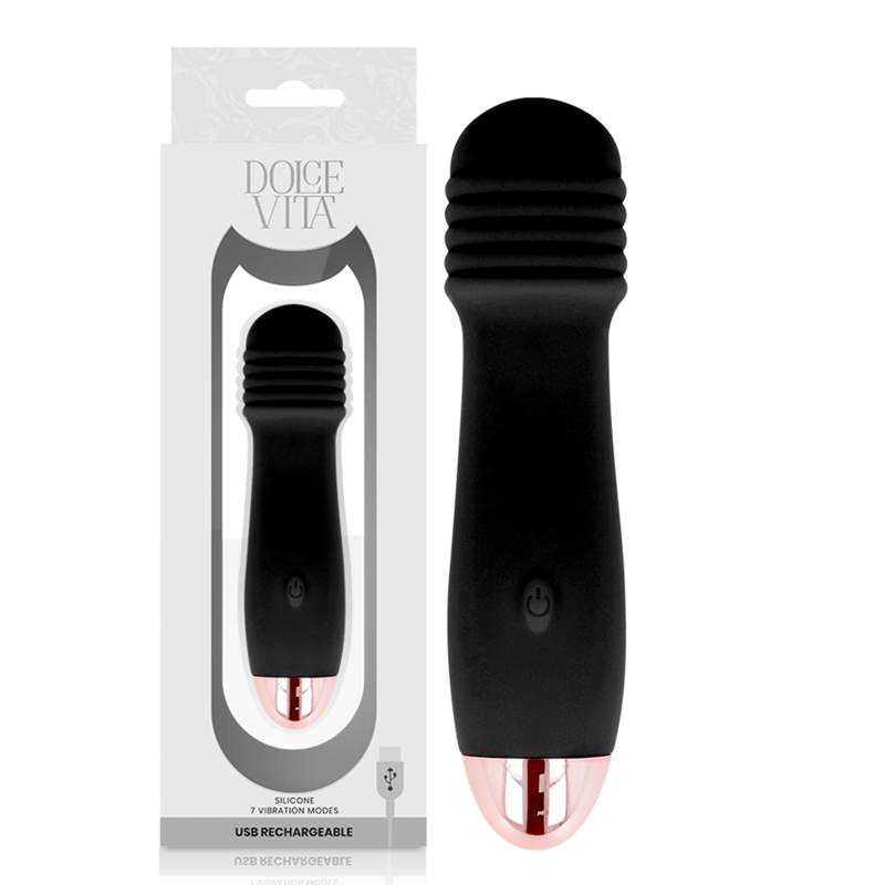 DOLCE VITA - 7-SPEED RECHARGEABLE THREE-POWER VIBRATOR IN BLACK