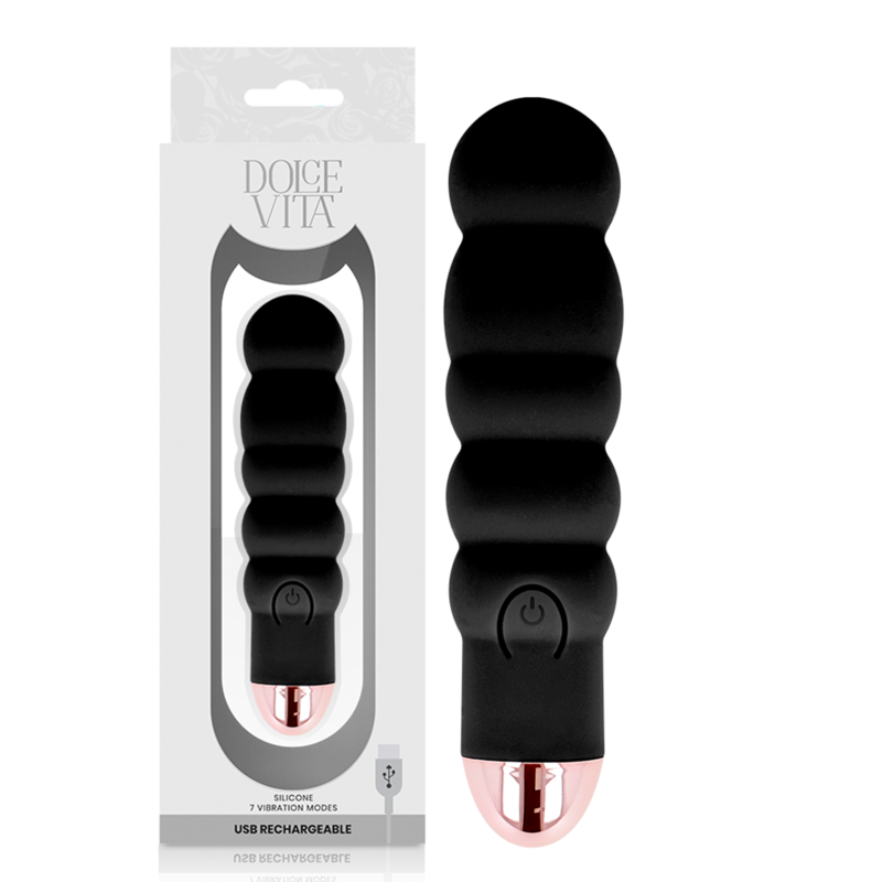 DOLCE VITA - RECHARGEABLE VIBRATOR SEI BLACK 7 SPEED
