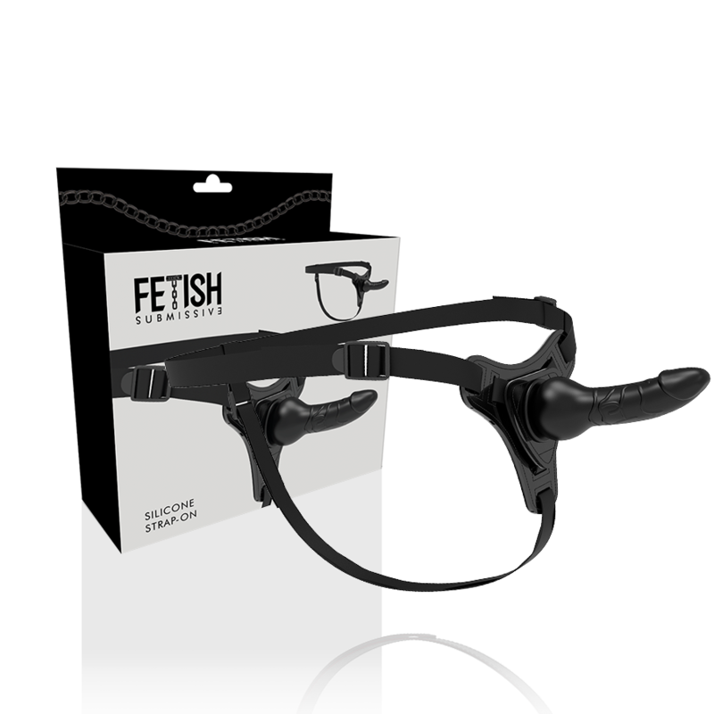 Harnais de soumission fétichiste - Silicone noir réaliste 16 cm