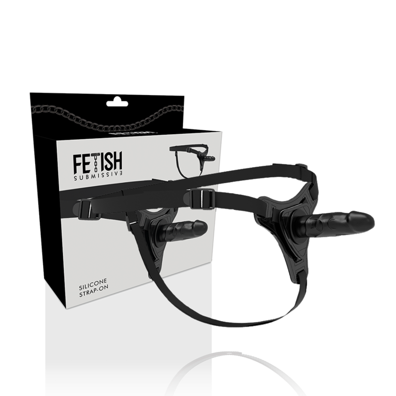 Harnais de soumission fétichiste - Silicone noir réaliste 15 cm