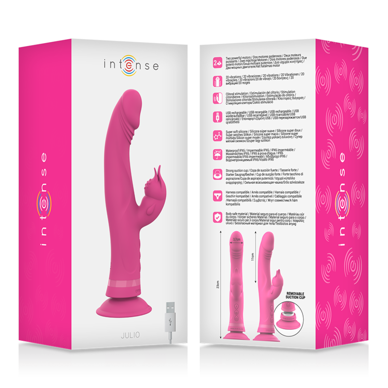 INTENSE - VIBRATEUR JULIO RABBIT EN SILICONE ROSE