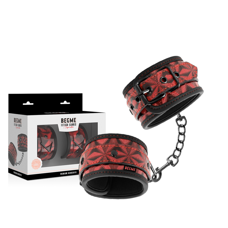 BEGME - PREMIUM RED EDITION HANDCUFFS WITH NEOPRENE LINING