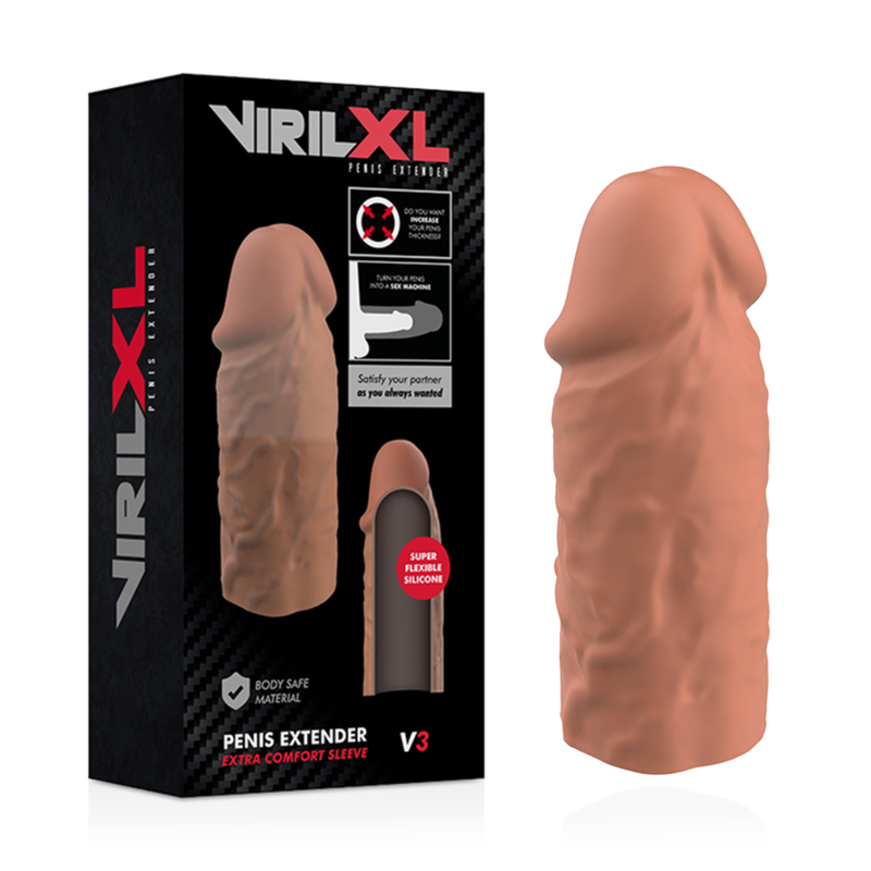 VIRILXL - EXTENSION PÉNIENNE EN SILICONE LIQUIDE V3 MARRON