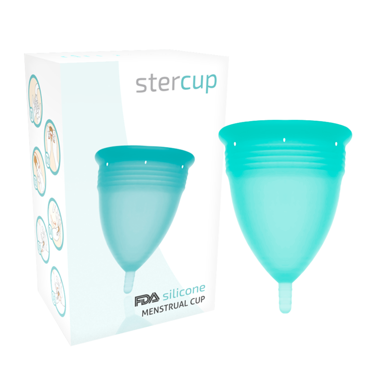STERCUP - Coupe menstruelle en silicone approuvée par la FDA, couleur aigue-marine - Taille L