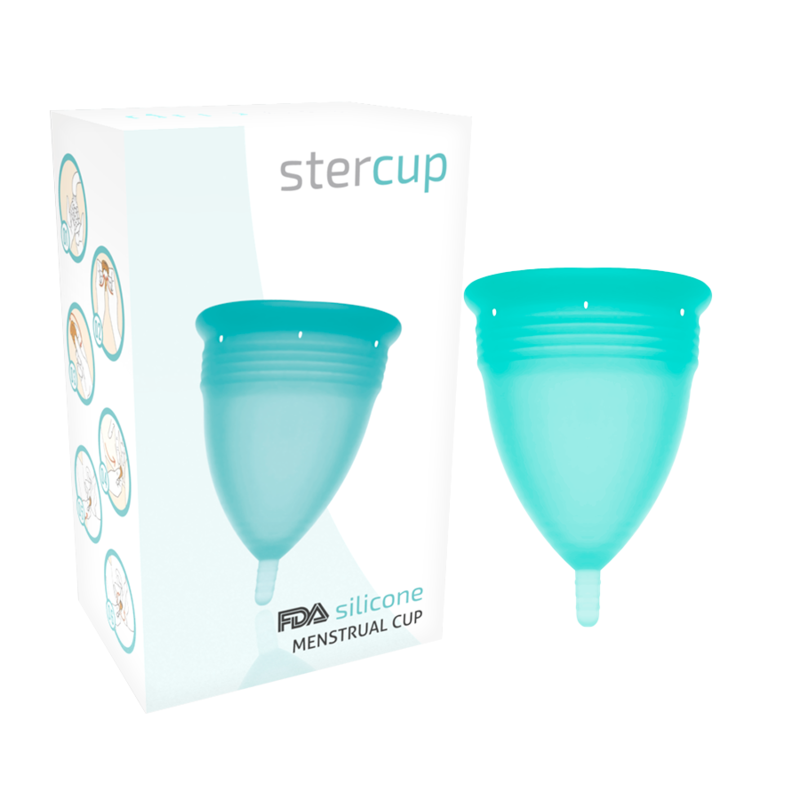 STERCUP - Coupe menstruelle en silicone approuvée par la FDA, couleur aigue-marine - Taille S