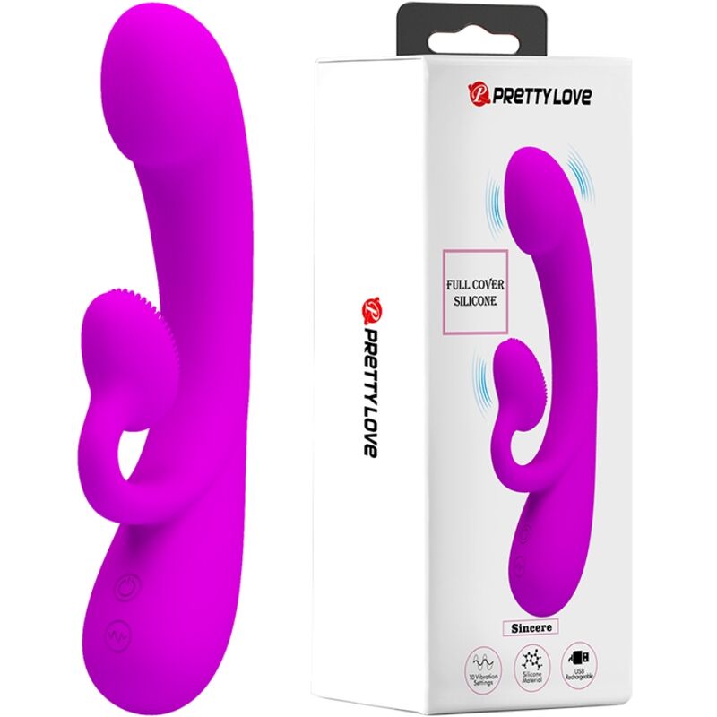 PRETTY LOVE - SINCERE SILICONE CLITORAL VIBRATOR AND PURPLE SUCKER