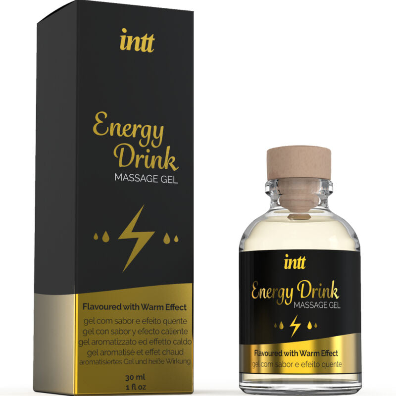 INTT MASSAGE &amp; SEXE ORAL - GEL DE MASSAGE AVEC BOISSON ÉNERGISANTE AROMATISÉE ET EFFET CHAUFFANT