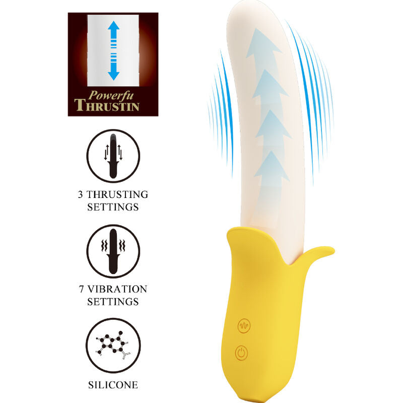 PRETTY LOVE - BANANA GEEK SUPER POWER 7 VIBRATIONS HAUT ET BAS EN SILICONE NOIR