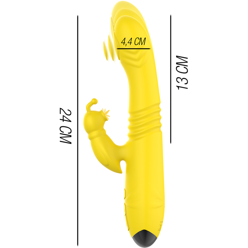 INTENSE - TOKY UP &amp; DOWN MULTIFUNCTIONAL VIBRATOR WITH YELLOW CLITORAL STIMULATOR