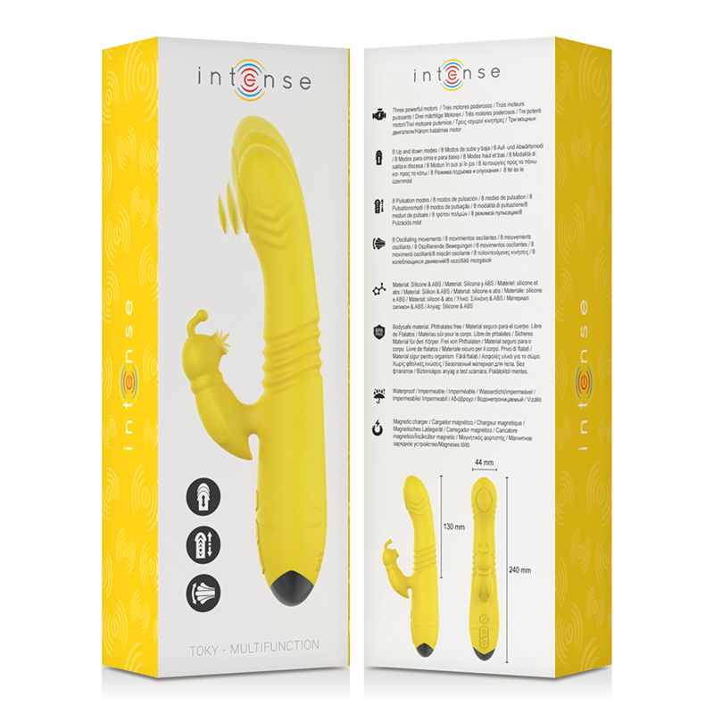 INTENSE - TOKY UP &amp; DOWN MULTIFUNCTIONAL VIBRATOR WITH YELLOW CLITORAL STIMULATOR