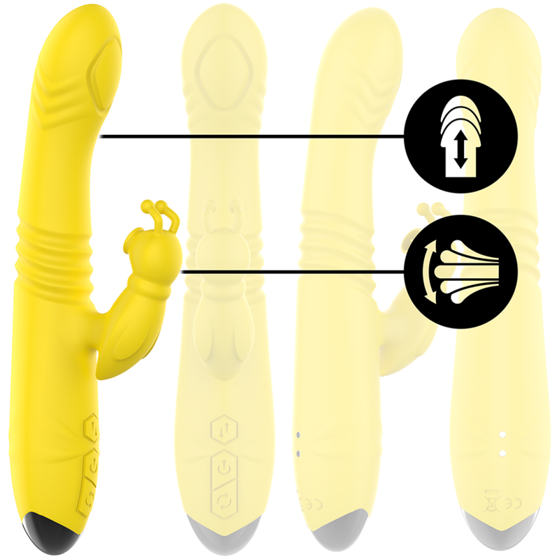 INTENSE - TOKY UP &amp; DOWN MULTIFUNCTIONAL VIBRATOR WITH YELLOW CLITORAL STIMULATOR