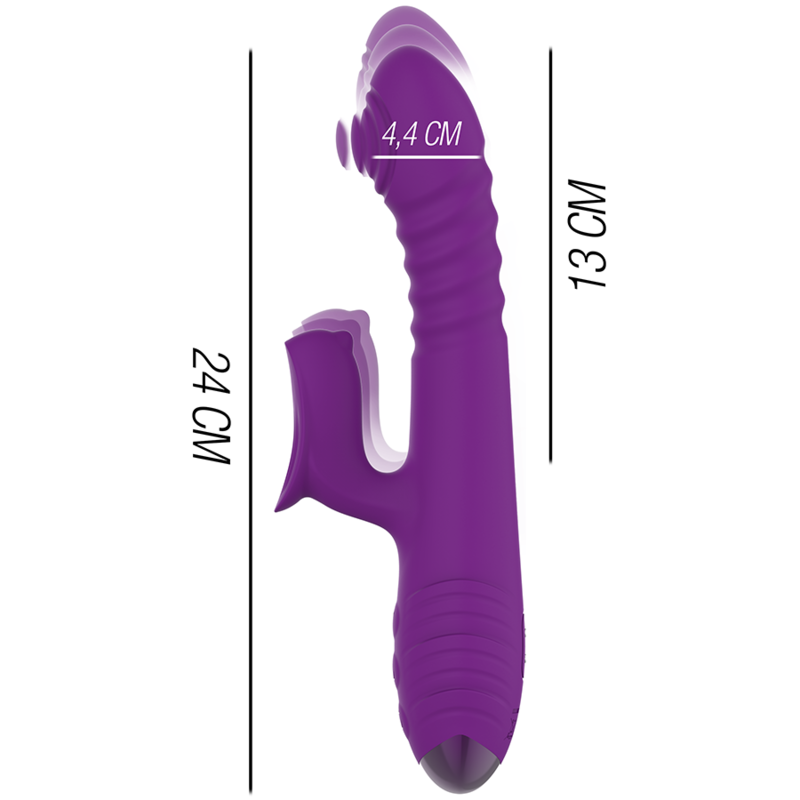 INTENSE - IGGY UP &amp; DOWN RECHARGEABLE MULTIFUNCTIONAL VIBRATOR WITH CLITORAL STIMULATOR PURPLE