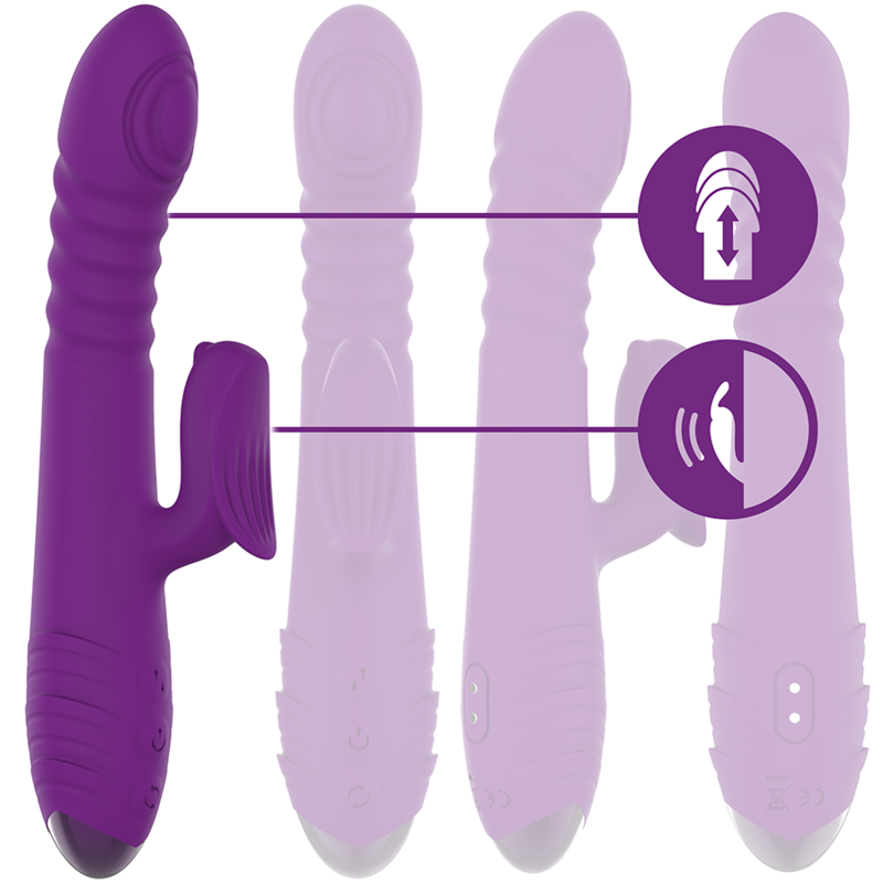 INTENSE - IGGY UP &amp; DOWN RECHARGEABLE MULTIFUNCTIONAL VIBRATOR WITH CLITORAL STIMULATOR PURPLE