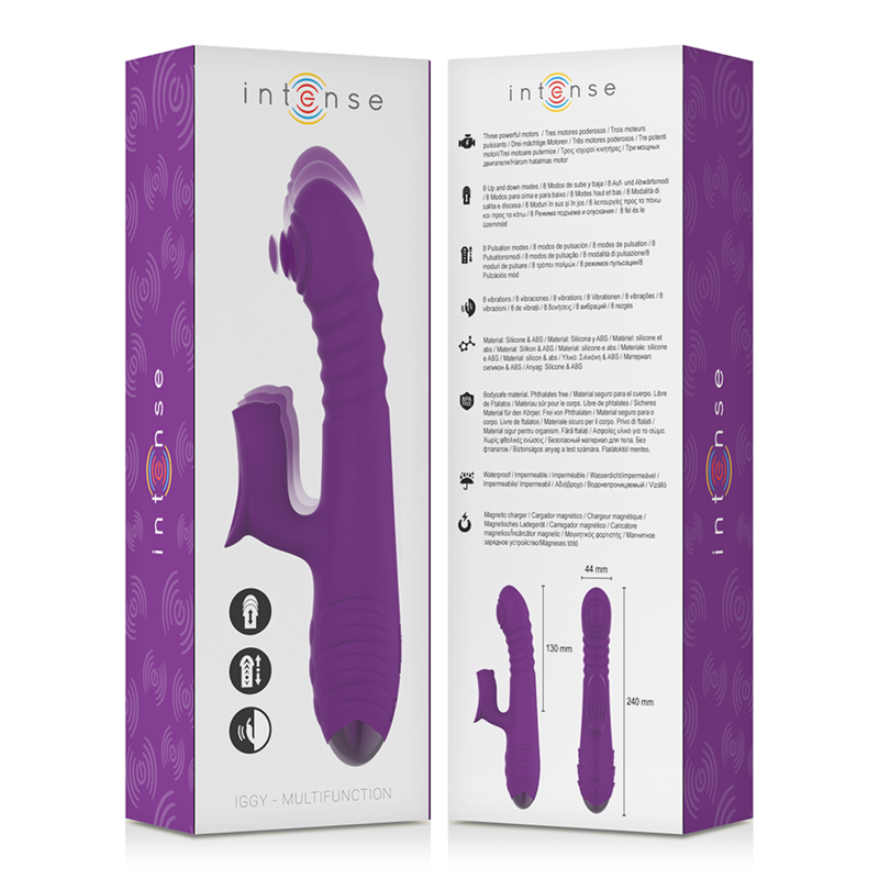 INTENSE - IGGY UP &amp; DOWN RECHARGEABLE MULTIFUNCTIONAL VIBRATOR WITH CLITORAL STIMULATOR PURPLE