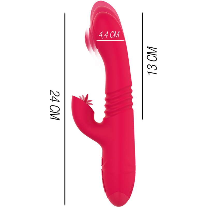 INTENSE - RECHARGEABLE MULTIFUNCTIONAL UP &amp; DOWN DUA VIBRATOR WITH RED TONGUE