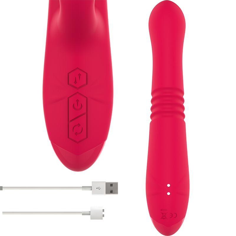 INTENSE - RECHARGEABLE MULTIFUNCTIONAL UP &amp; DOWN DUA VIBRATOR WITH RED TONGUE