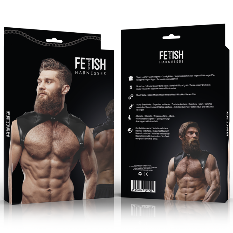 FETISH SUBMISSIVE ATTITUDE - BRIGADE MEN'S ADJUSTABLE FAUX LEATHER NECK HARNESS