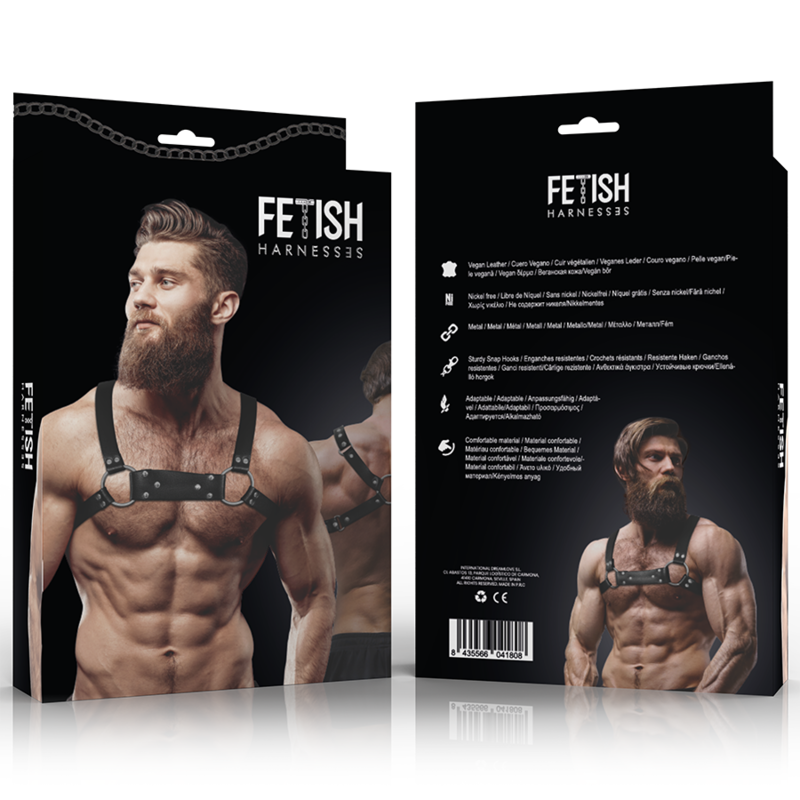 FETISH SUBMISSIVE ATTITUDE - MEN'S FAUX LEATHER CHEST HARNESS FOR BULLDOG SIZE M/L