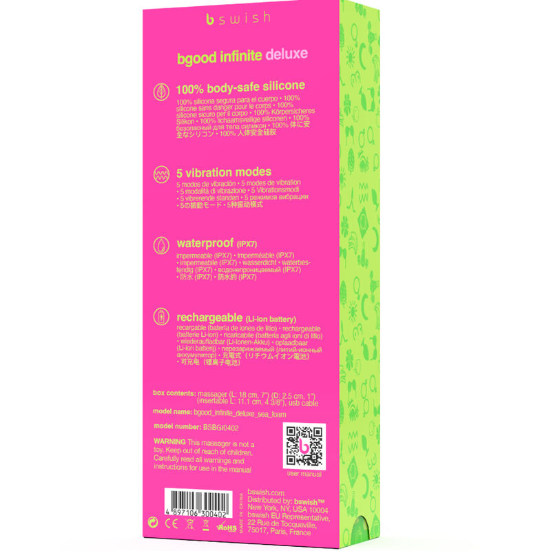 B SWISH - BGOOD INFINITE DELUXE VIBRATEUR EN SILICONE RECHARGEABLE BLEU