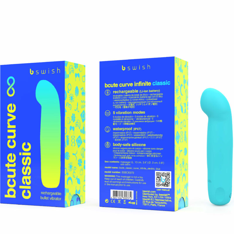 B SWISH - BCUTE CURVE INFINITE CLASSIC VIBRATEUR RECHARGEABLE EN SILICONE BLEU