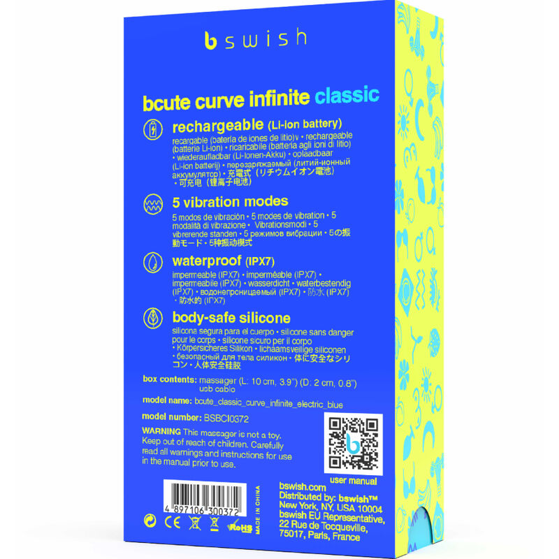 B SWISH - BCUTE CURVE INFINITE CLASSIC VIBRATEUR RECHARGEABLE EN SILICONE BLEU