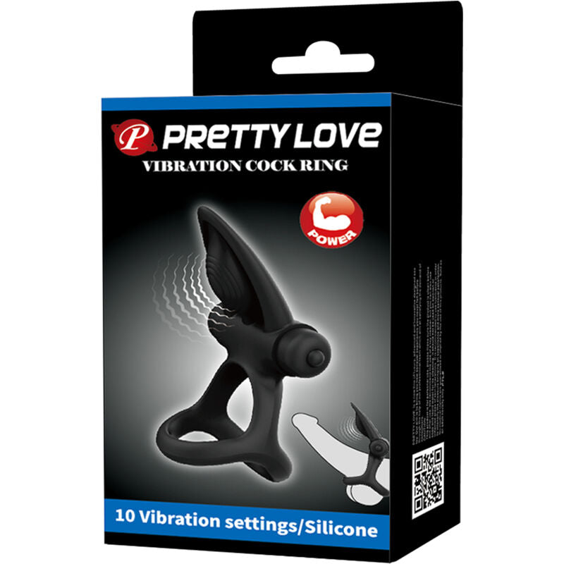 PRETTY LOVE - Bague vibrante 10 vibrations en silicone noir
