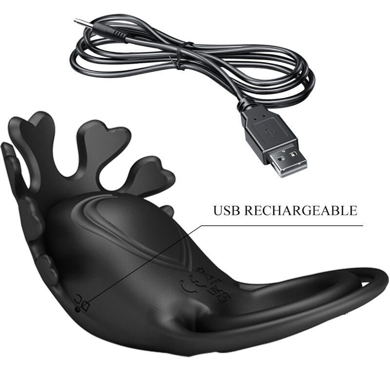 PRETTY LOVE - Bague vibrante Ruben, 7 vibrations, en silicone noir