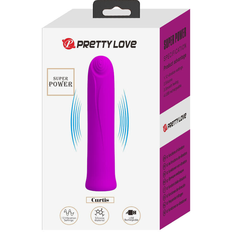 PRETTY LOVE - CURTIS MINI SUPER POWER VIBRATEUR 12 VIBRATIONS EN SILICONE VIOLETTE