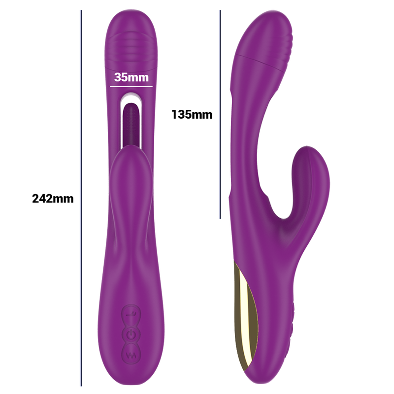 INTENSE - APOLO VIBRATEUR MULTIFONCTIONNEL RECHARGEABLE 7 VIBRATIONS AVEC LANGUE OSCILLANTE VIOLETTE