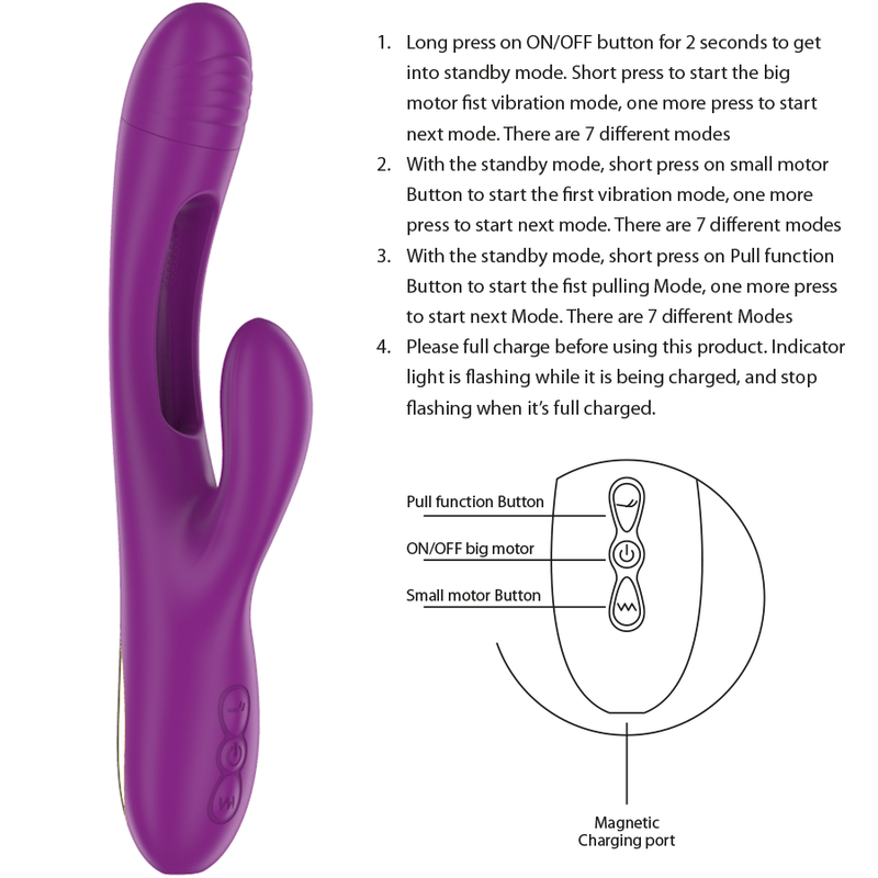 INTENSE - APOLO VIBRATEUR MULTIFONCTIONNEL RECHARGEABLE 7 VIBRATIONS AVEC LANGUE OSCILLANTE VIOLETTE
