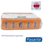 PASANTE - STRAWBERRY FLAVOR CONDOMS BAG 144 UNITS