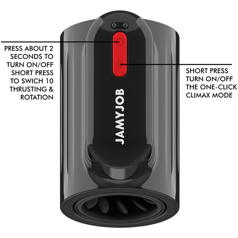 JAMYJOB - MASTURBATEUR EN MODE TURBO AVEC POUSSÉE VORTEX ET ROTATION À 360°