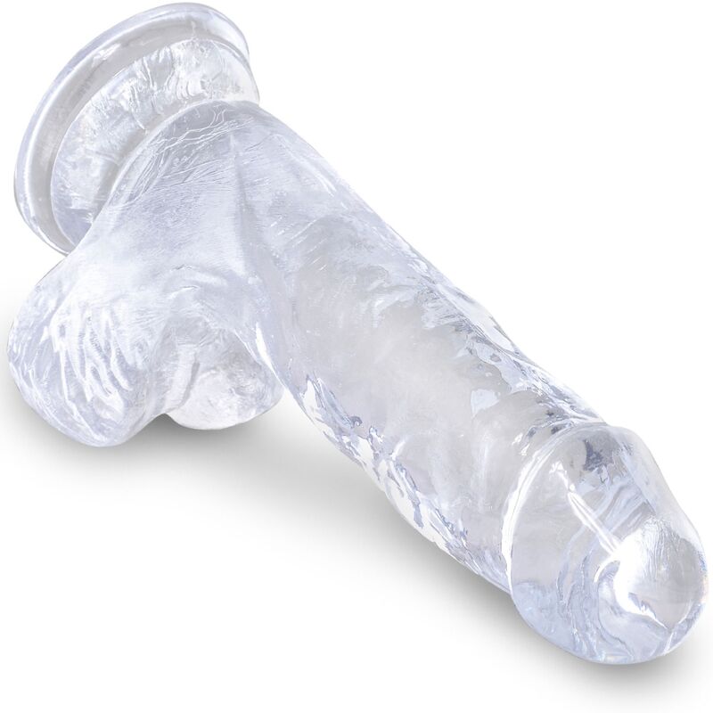 KING COCK - PÉNIS RÉALISTE TRANSPARENT AVEC TESTICULES 10,1 CM