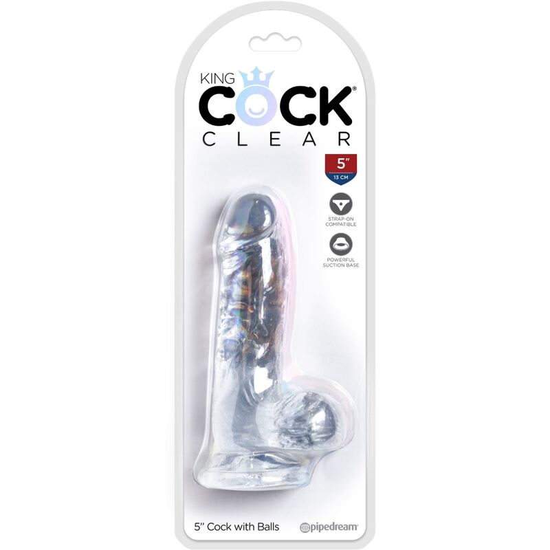 KING COCK - PÉNIS RÉALISTE TRANSPARENT AVEC TESTICULES 10,1 CM