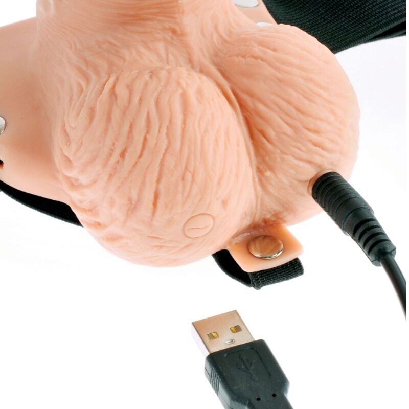 FETISH FANTASY SERIES - ADJUSTABLE REMOTE CONTROL HARNESS REALISTIC PENIS WITH RECHARGEABLE TESTICLES AND 15 CM VIBRATOR