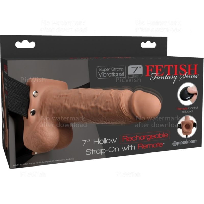SÉRIE FETISH FANTASY - HARNAIS RÉALISTE AVEC PÉNIS, TESTICULES RECHARGEABLES ET VIBRATEUR DE 17,8 CM