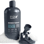 PDX PLUS - Shampoing exfoliant apaisant pour masturbateur, présenté dans un flacon discret.