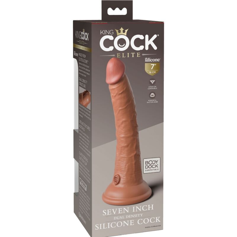 KING COCK - GODEMICHET EN SILICONE RÉALISTE ELITE 17,8 CM CARAMEL