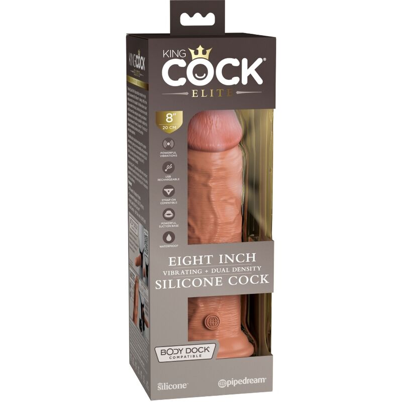 KING COCK - ELITE REALISTIC VIBRATING SILICONE DILDO 20.3 CM CARAMEL