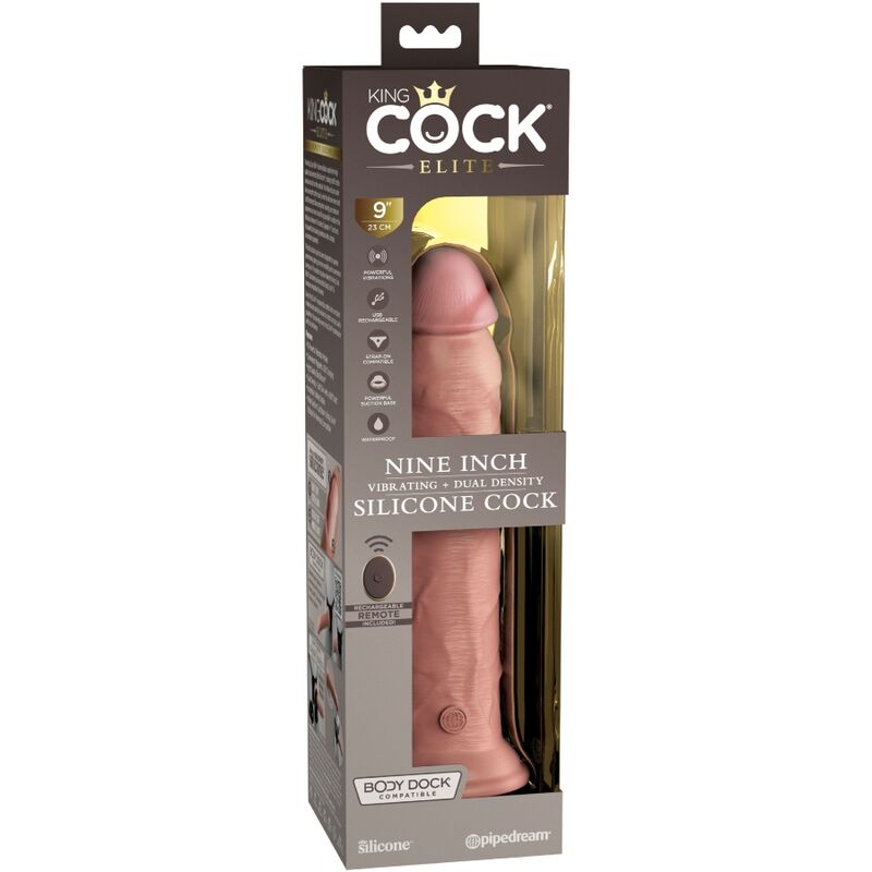 KING COCK - ELITE REALISTIC SILICONE VIBRATOR DILDO AND REMOTE CONTROL 23 CM