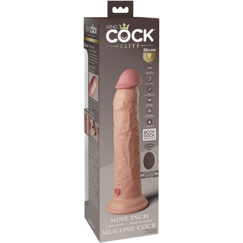 KING COCK - ELITE REALISTIC SILICONE VIBRATOR DILDO AND REMOTE CONTROL 23 CM