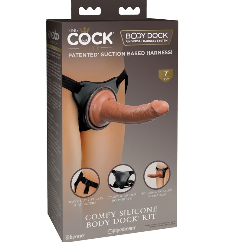 KING COCK - HARNAIS RÉGLABLE CONFORTABLE ÉLITE AVEC GODEMICHET DE 17,8 CM