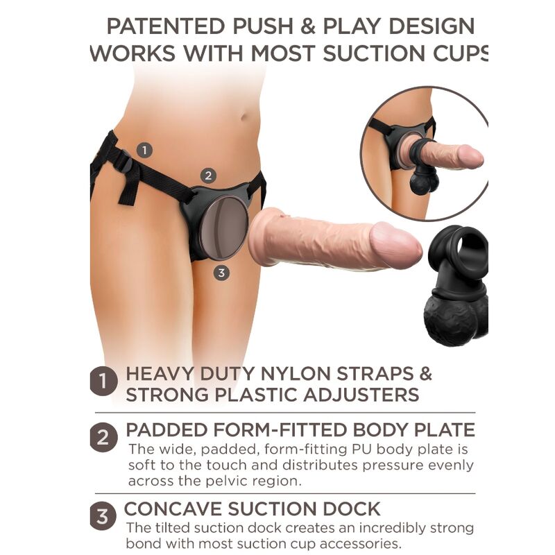 KING COCK - ELITE DELUXE ADJUSTABLE HARNESS KIT WITH TESTICLE RING AND 20.3 CM DILDO