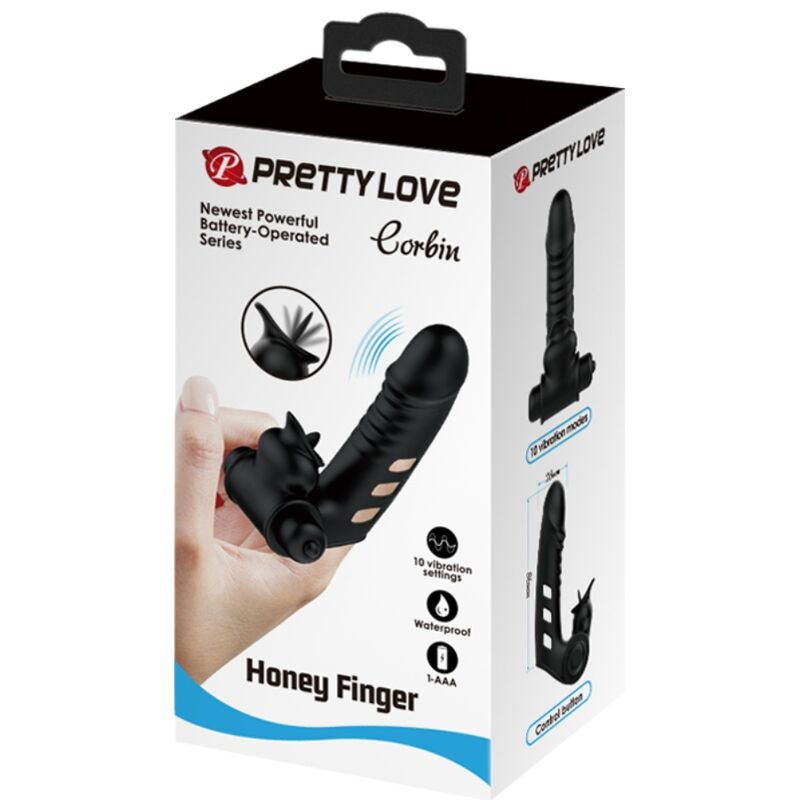 PRETTY LOVE - Protège-doigts vibrant Corbin noir