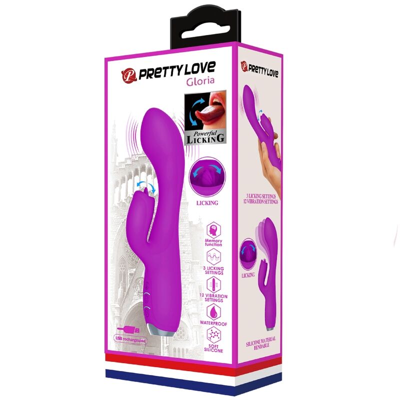 PRETTY LOVE - VIBRATEUR GLORIA LAPIN RECHARGEABLE - VIOLETTE ÉTANCHE