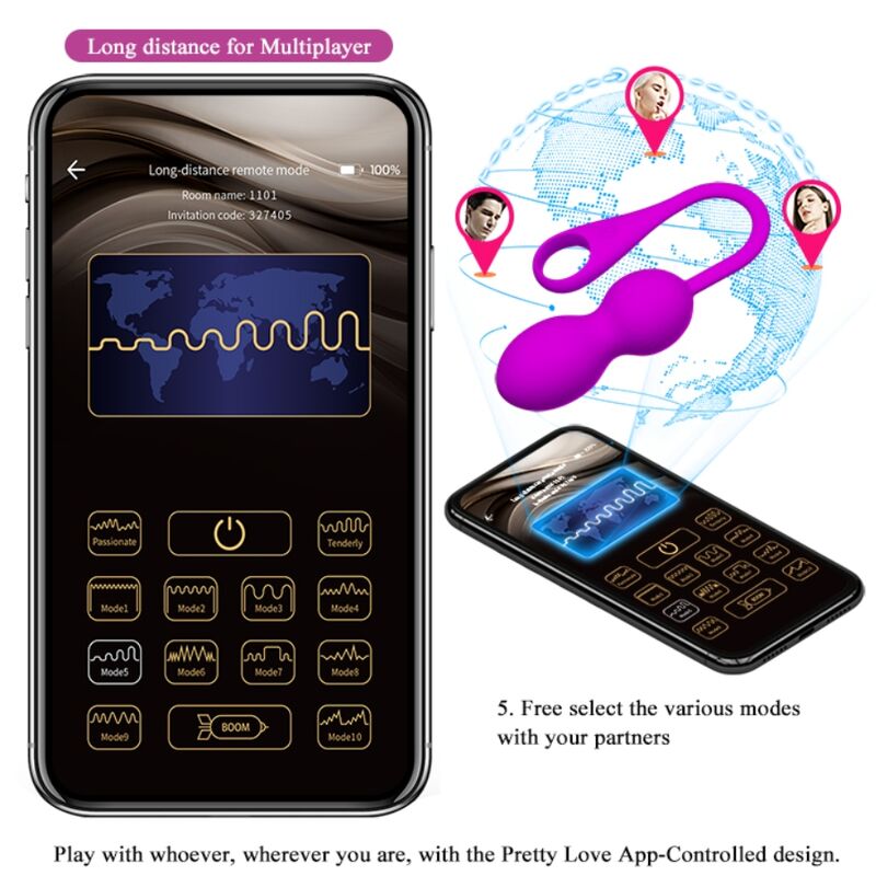 PRETTY LOVE - BOULES VIBRANTES RECHARGEABLES ELVIRA VIOLETTES