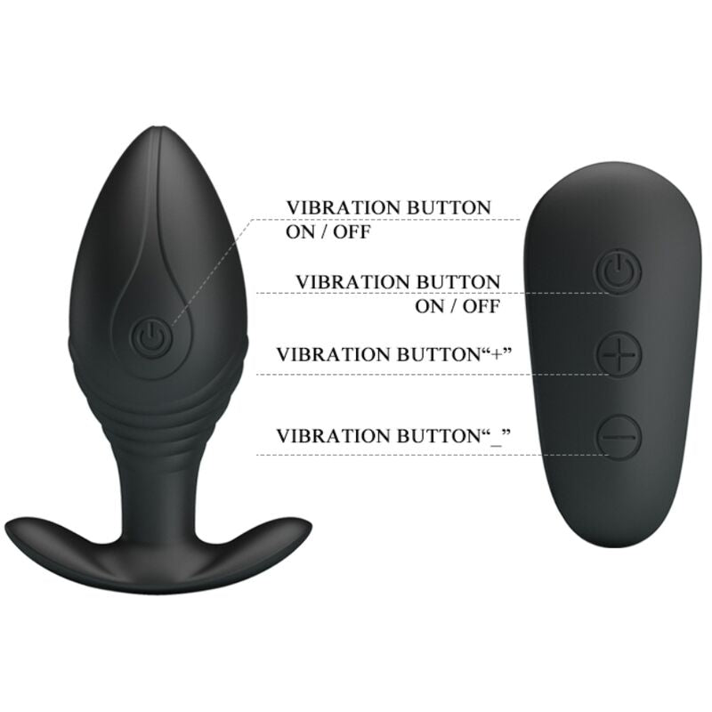 PRETTY LOVE - RECHARGEABLE VIBRATOR QUEEN BLACK BUTT PLUG