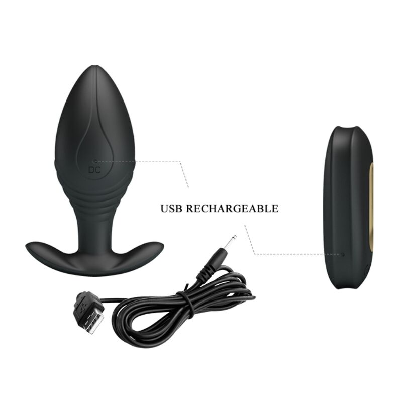 PRETTY LOVE - RECHARGEABLE VIBRATOR QUEEN BLACK BUTT PLUG