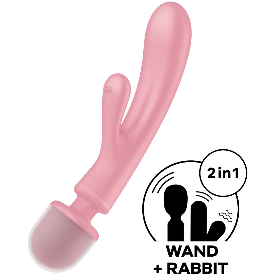 SATISFYER - TRIPLE LOVER PINK RABBIT VIBRATING MASSAGER