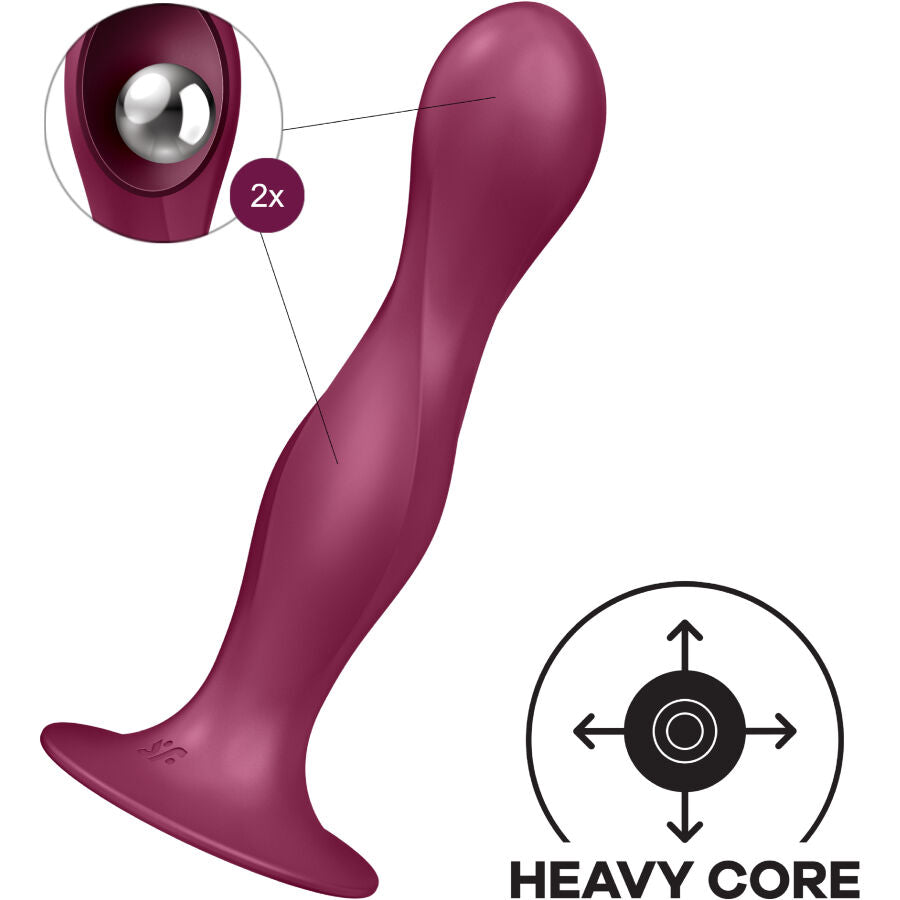SATISFYER - GARNET DOUBLE BALL SILICONE DILDO